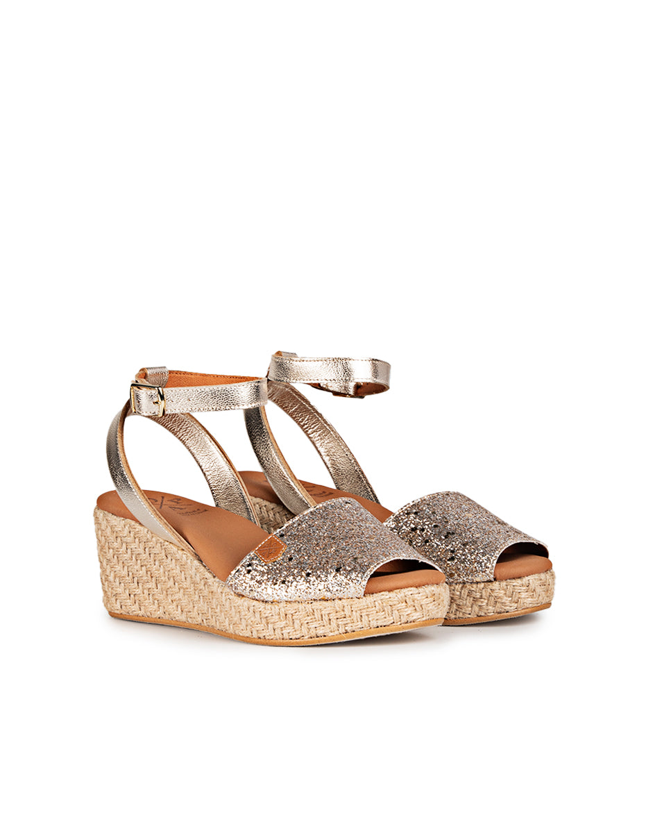 Cuña Baja Elettra Glitter Platino 35