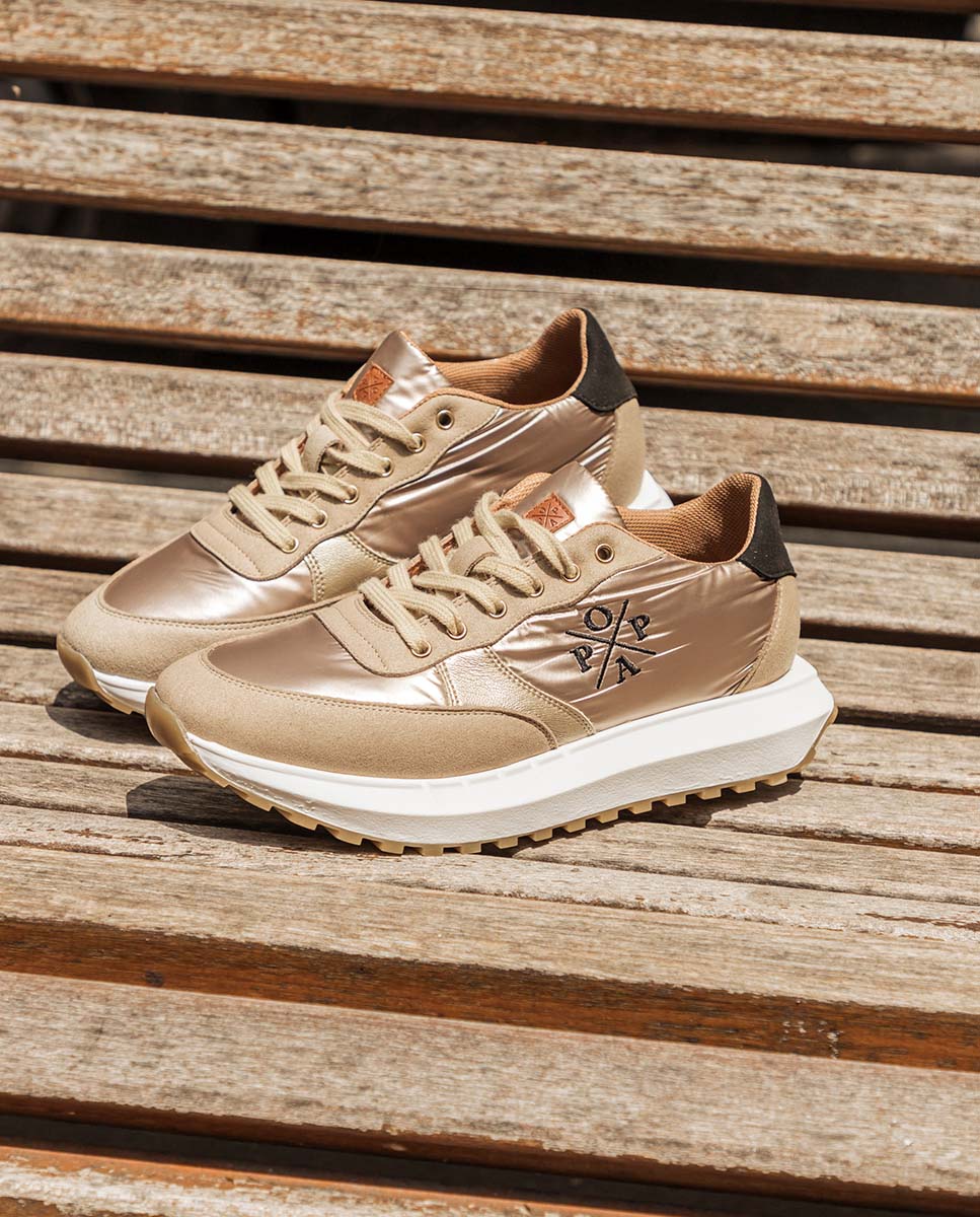 Zapatilla Inés Laminado Platino