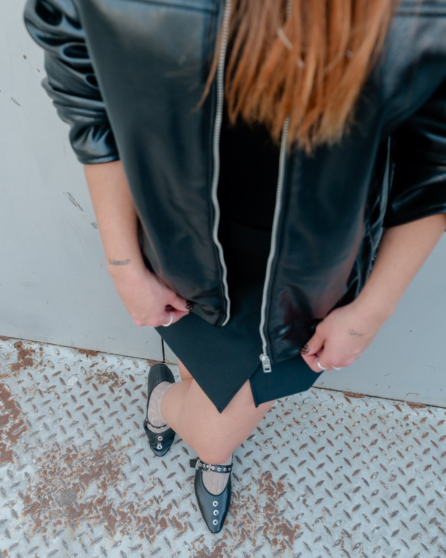 Bailarina de Piel Negra con Hebilla Luzetta