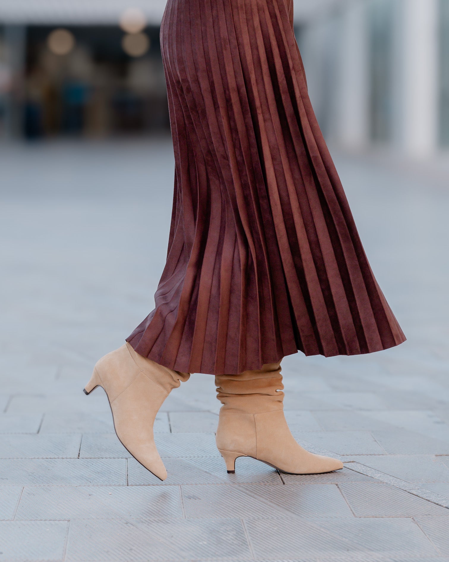 Botte mi-haute en cuir beige Nirvana