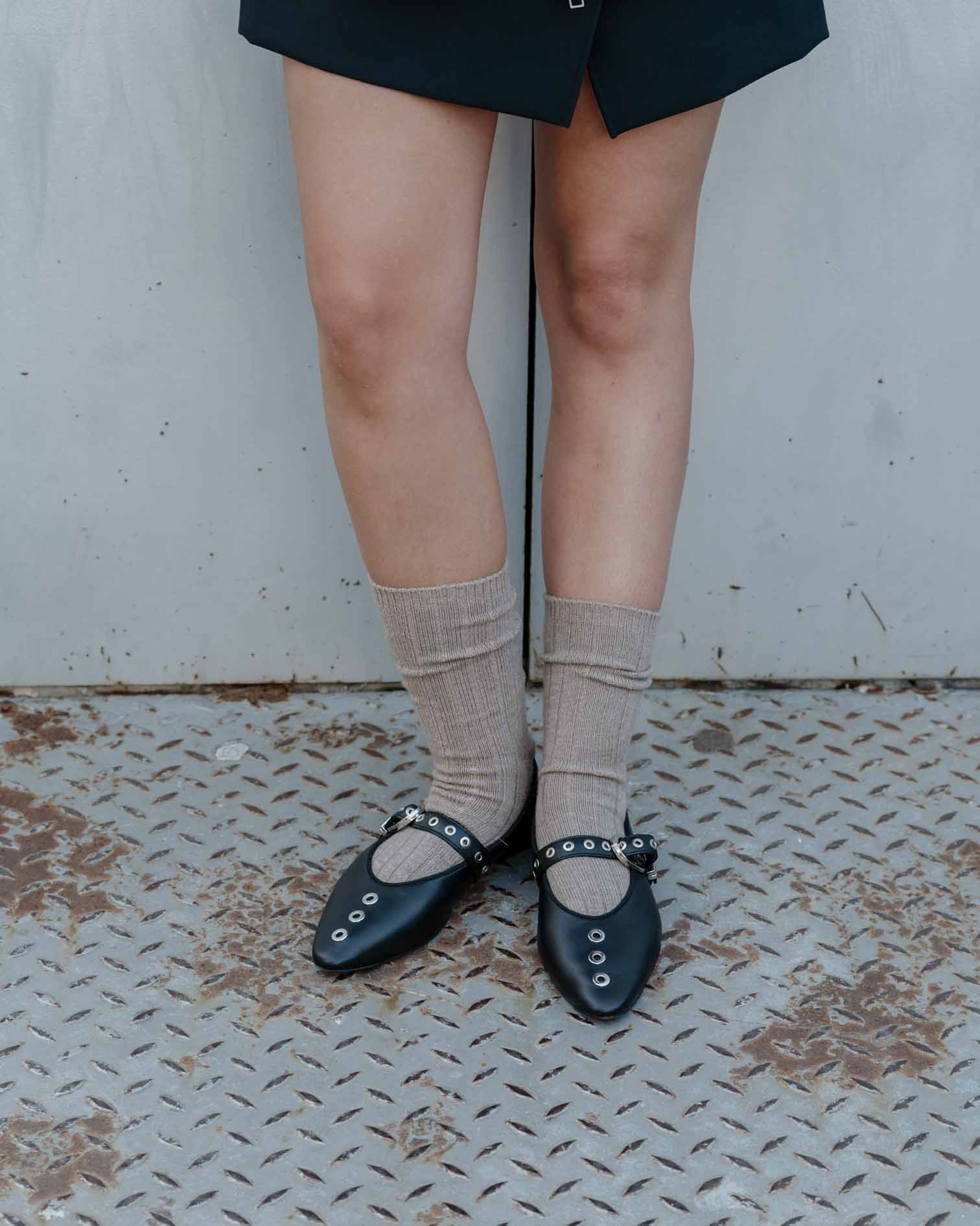 Bailarina de Piel Negra con Hebilla Luzetta