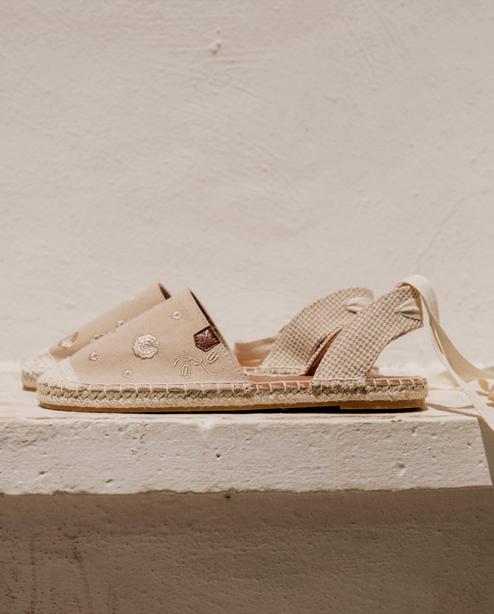 Beige Zuma Piqué Tied Espadrille
