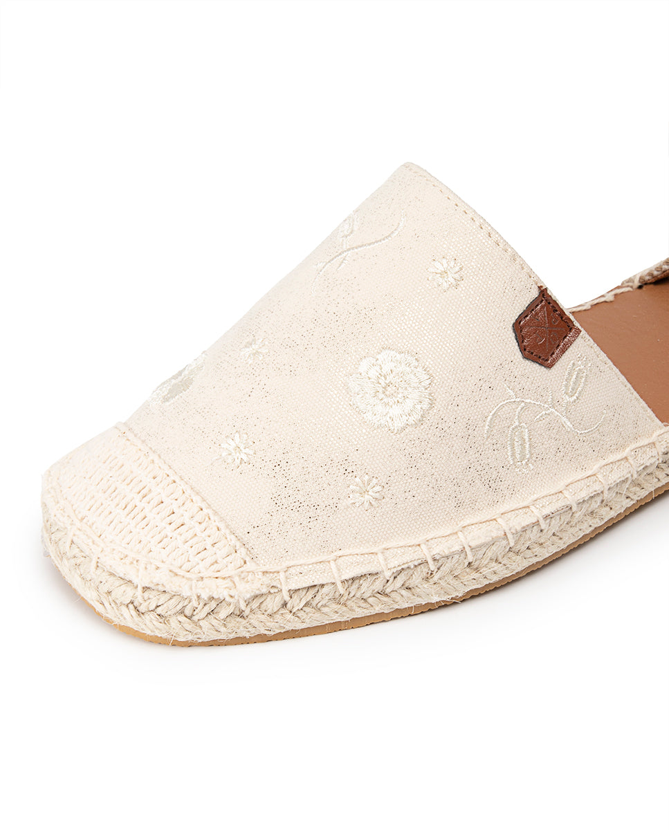 Shiny Beige Zuma Tied Espadrille