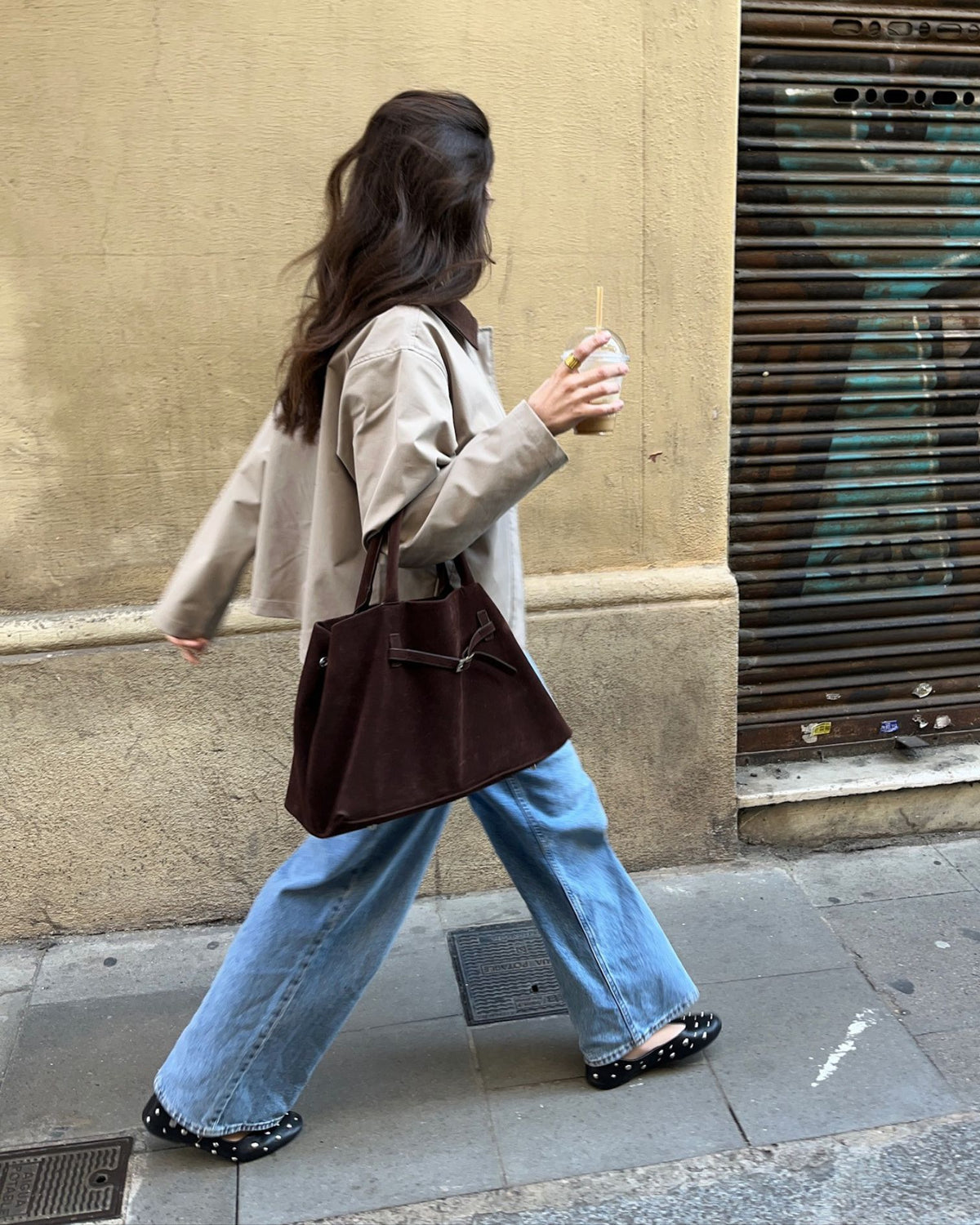 Ballerine en cuir noir avec clous Etoile