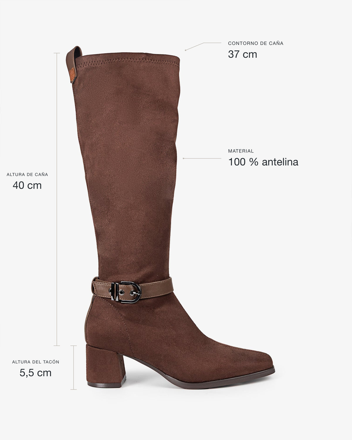 Bota Alta de Antelina Marrón Flare