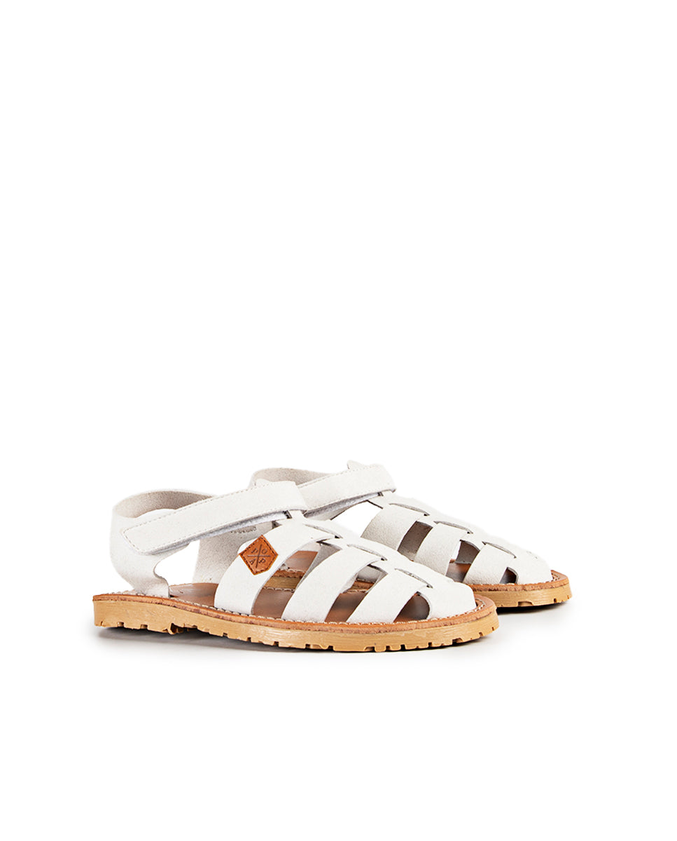 Menorquina Flat Parchis Suede Blanco