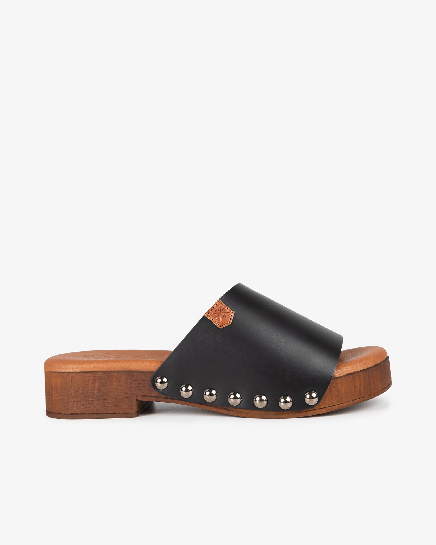 Sandalia Madera Tachas Tilo Piel Negro 35