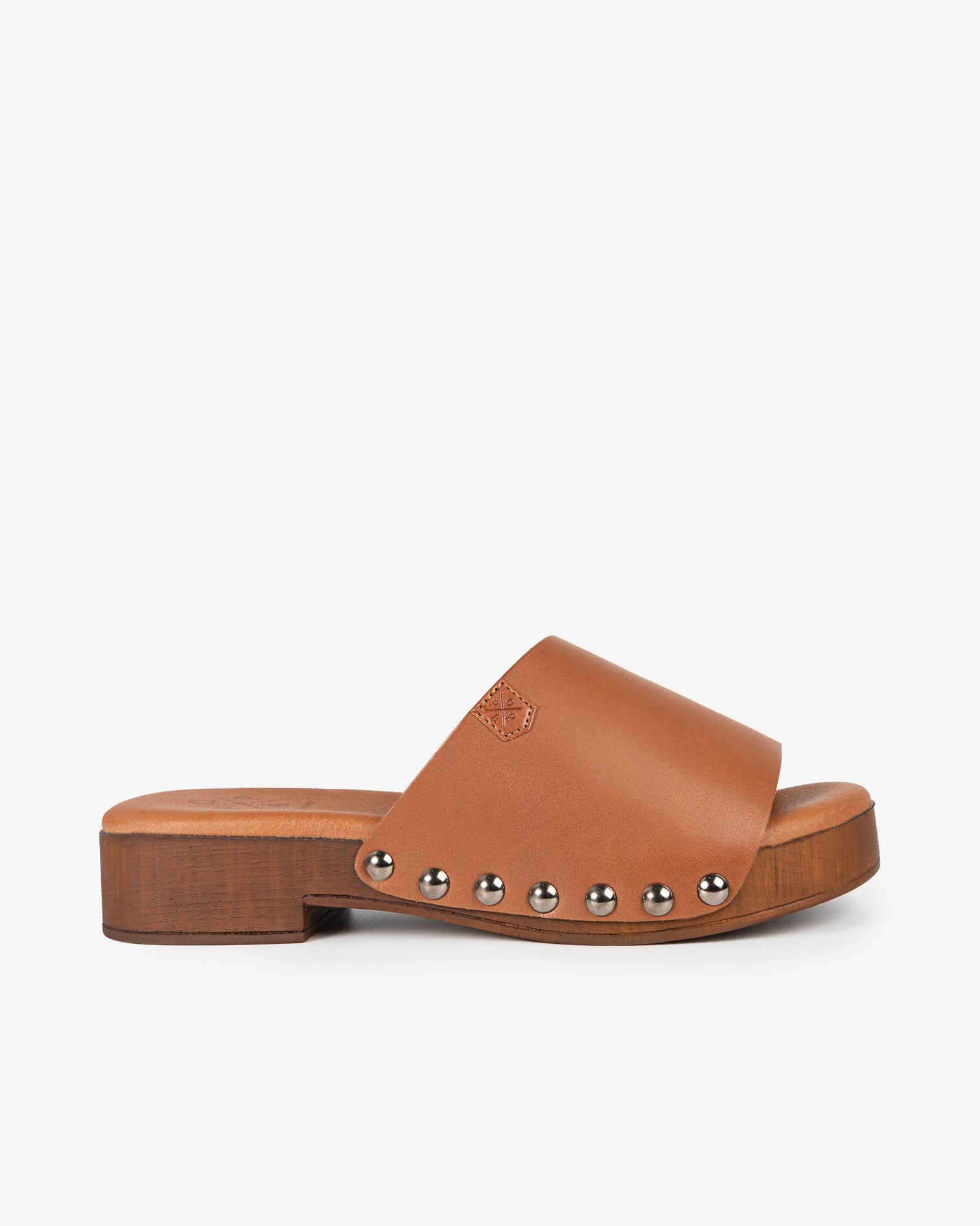 Sandalia Madera Tachas Tilo Piel Cuero 35