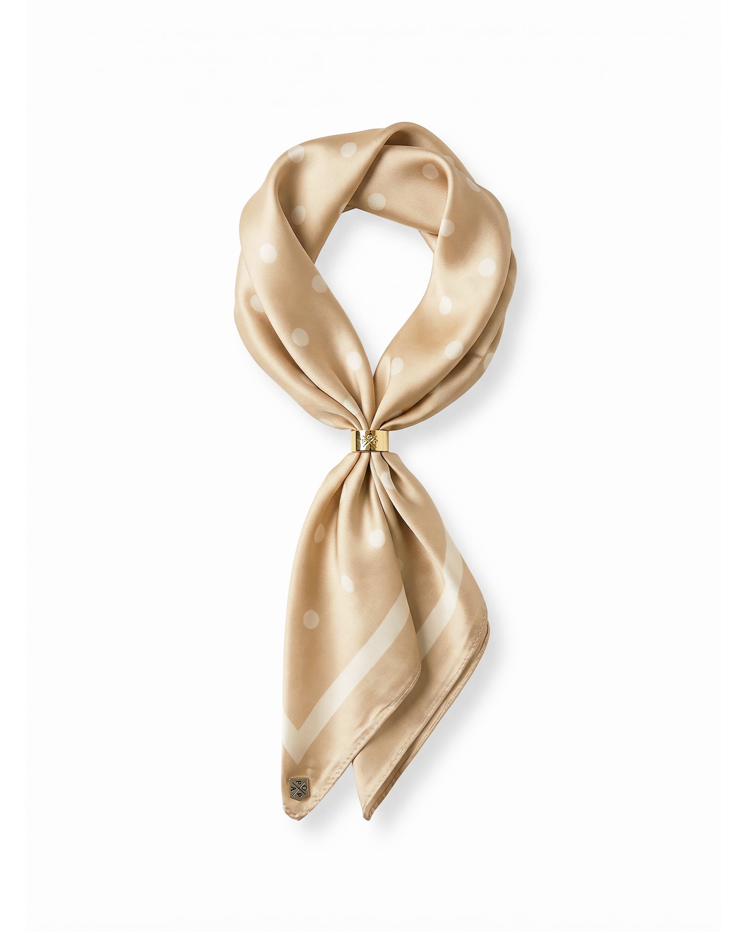 Pañuelo Lunares Biege y Blanco