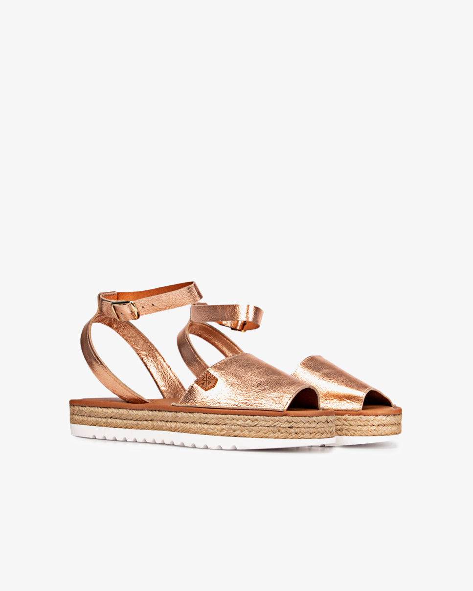 Menorquina Plataforma Larios Laminado Pink