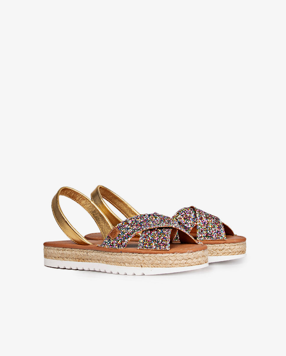 Menorquina Plataforma Naomi Glitter Multi