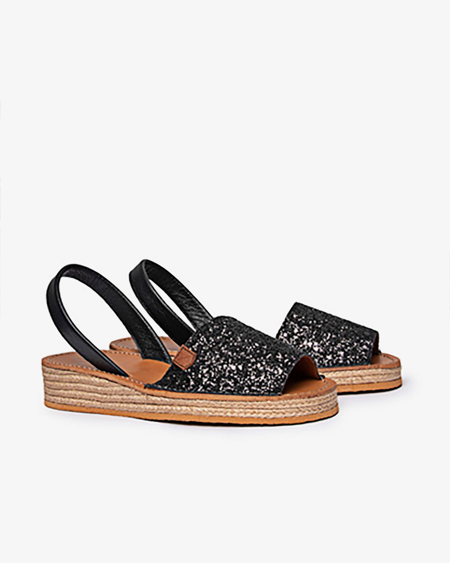 Menorquina Plataforma Malala Glitter Negro