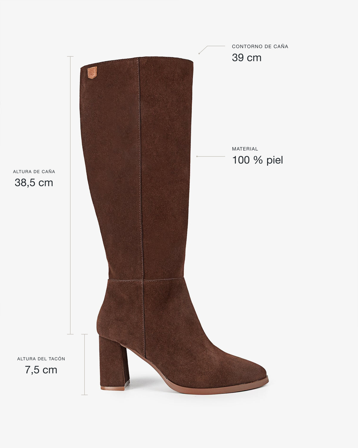 Botte haute en daim marron Sinnara