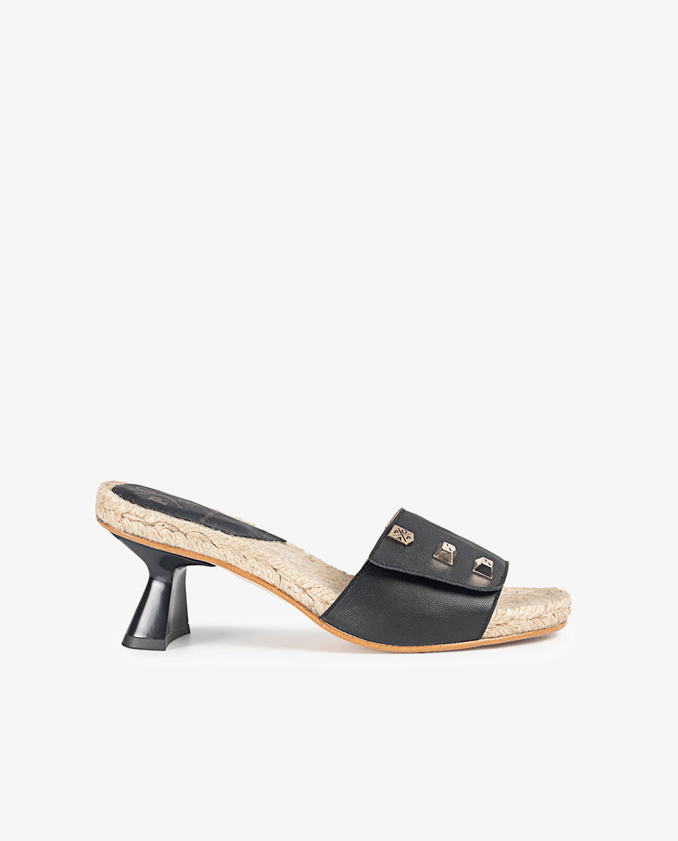 Black Napa Cabane Heeled Sandal
