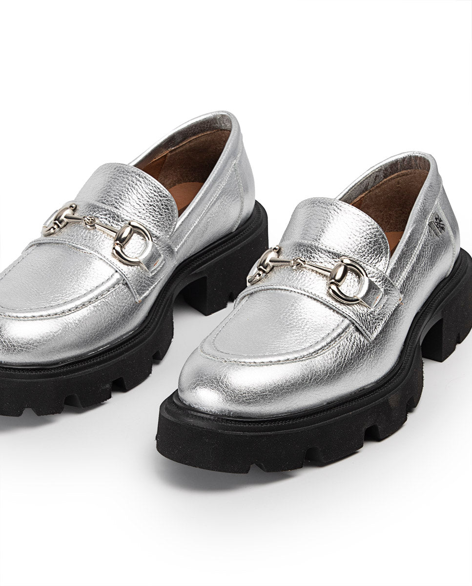 Mocasín Zintia Laminado Plata
