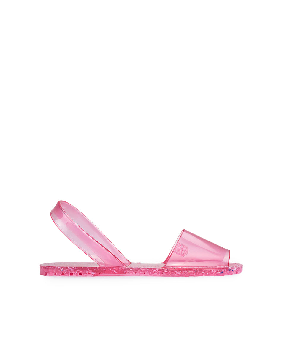 Menorquina Chancla Plana Rosa Transparente