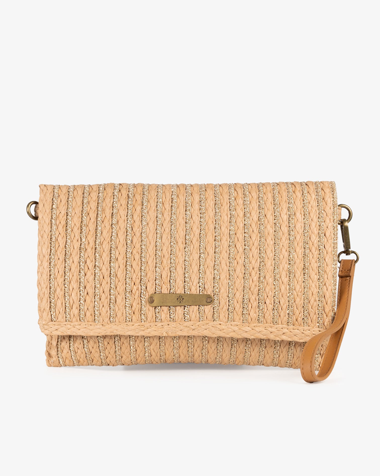 Bolso Alya Rafia Cuero y Oro M
