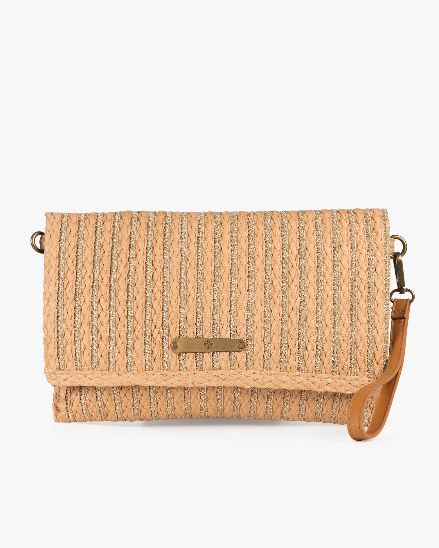 Bolso Alya Rafia Cuero y Oro