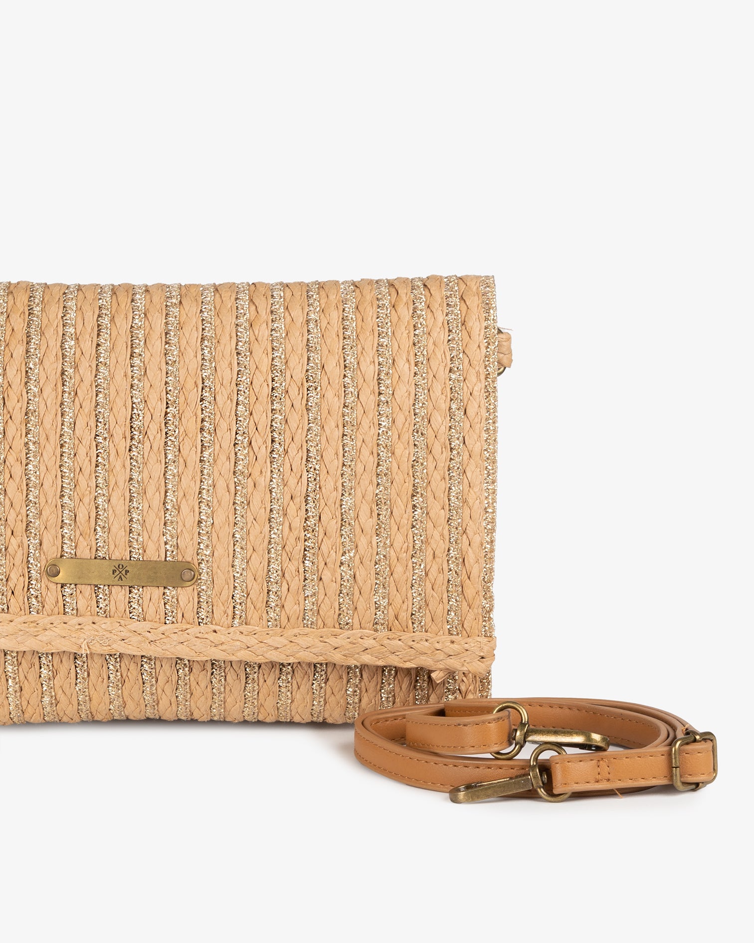 Bolso Alya Rafia Cuero y Oro M