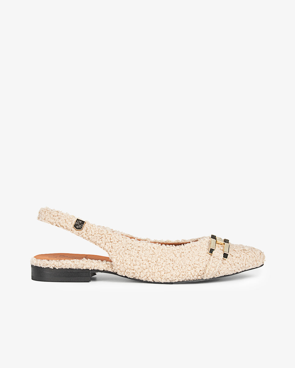 Vero Borreguillo Beige Slingback Ballerina