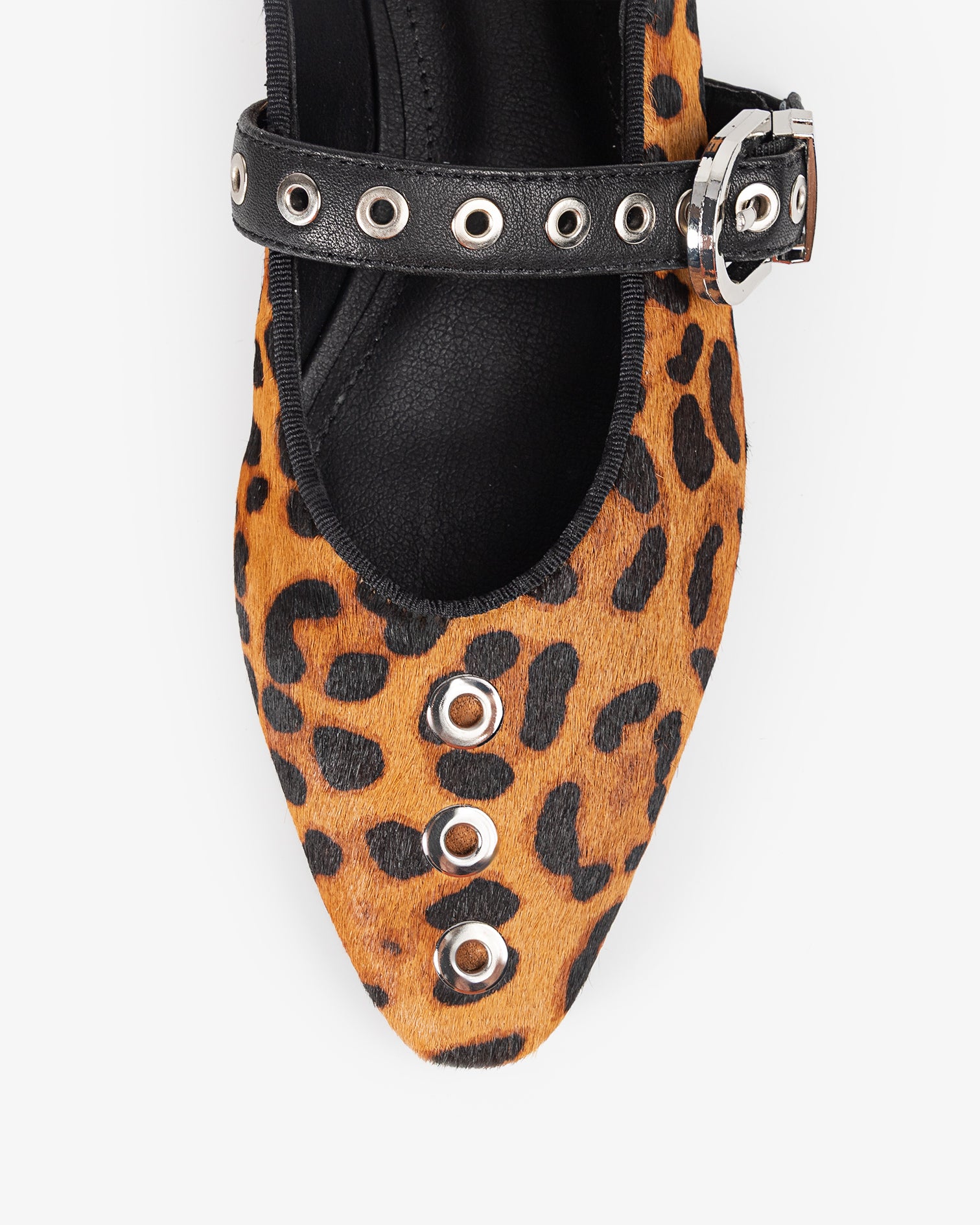 Leopard Print Ballerina Flats with Buckle Luzetta