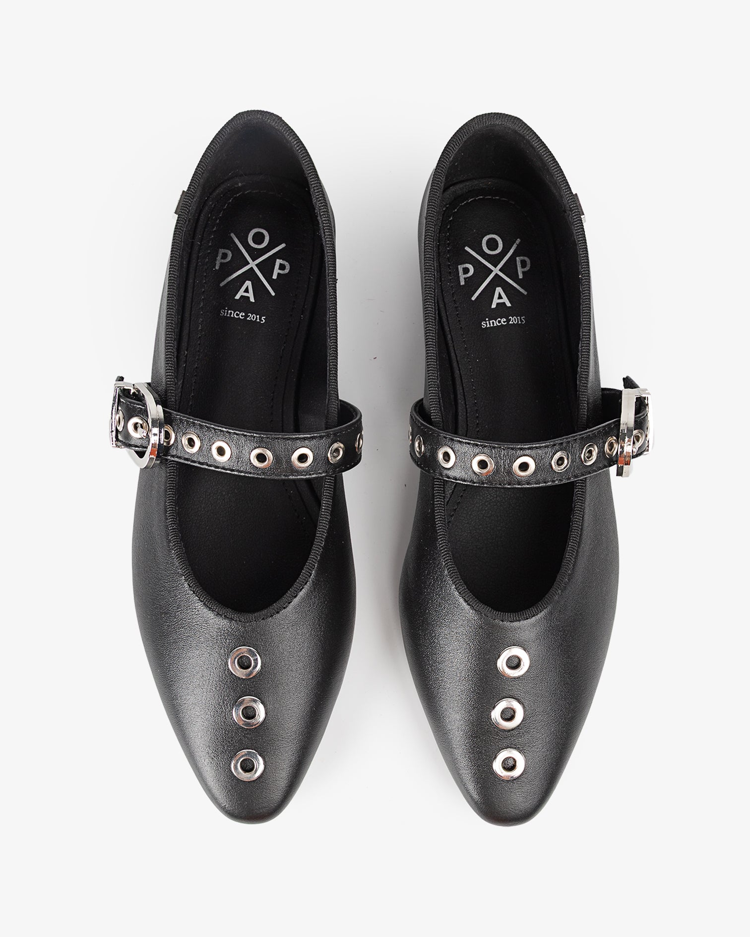 Black Skin Ballerina with Buckle Luzetta