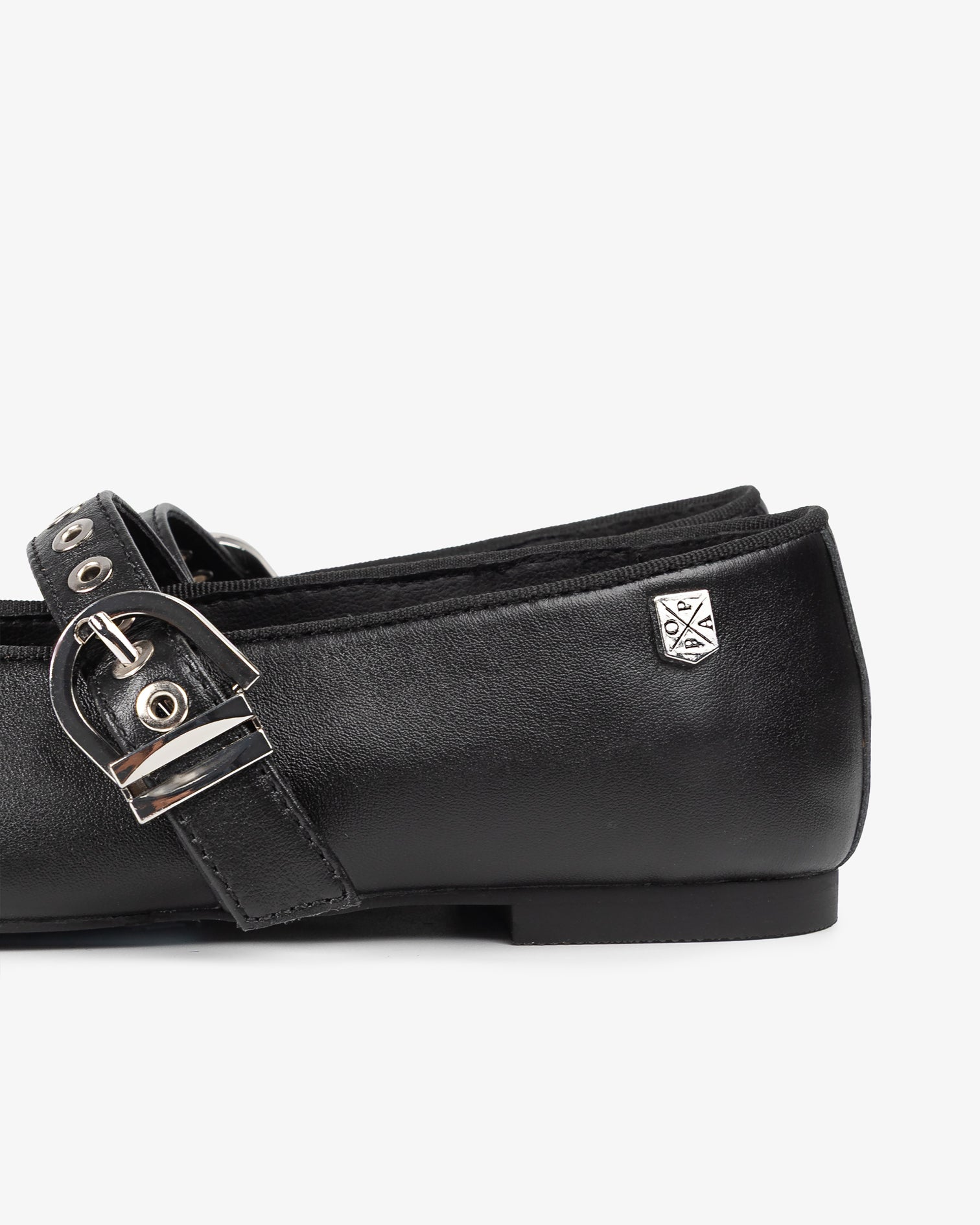 Black Skin Ballerina with Buckle Luzetta