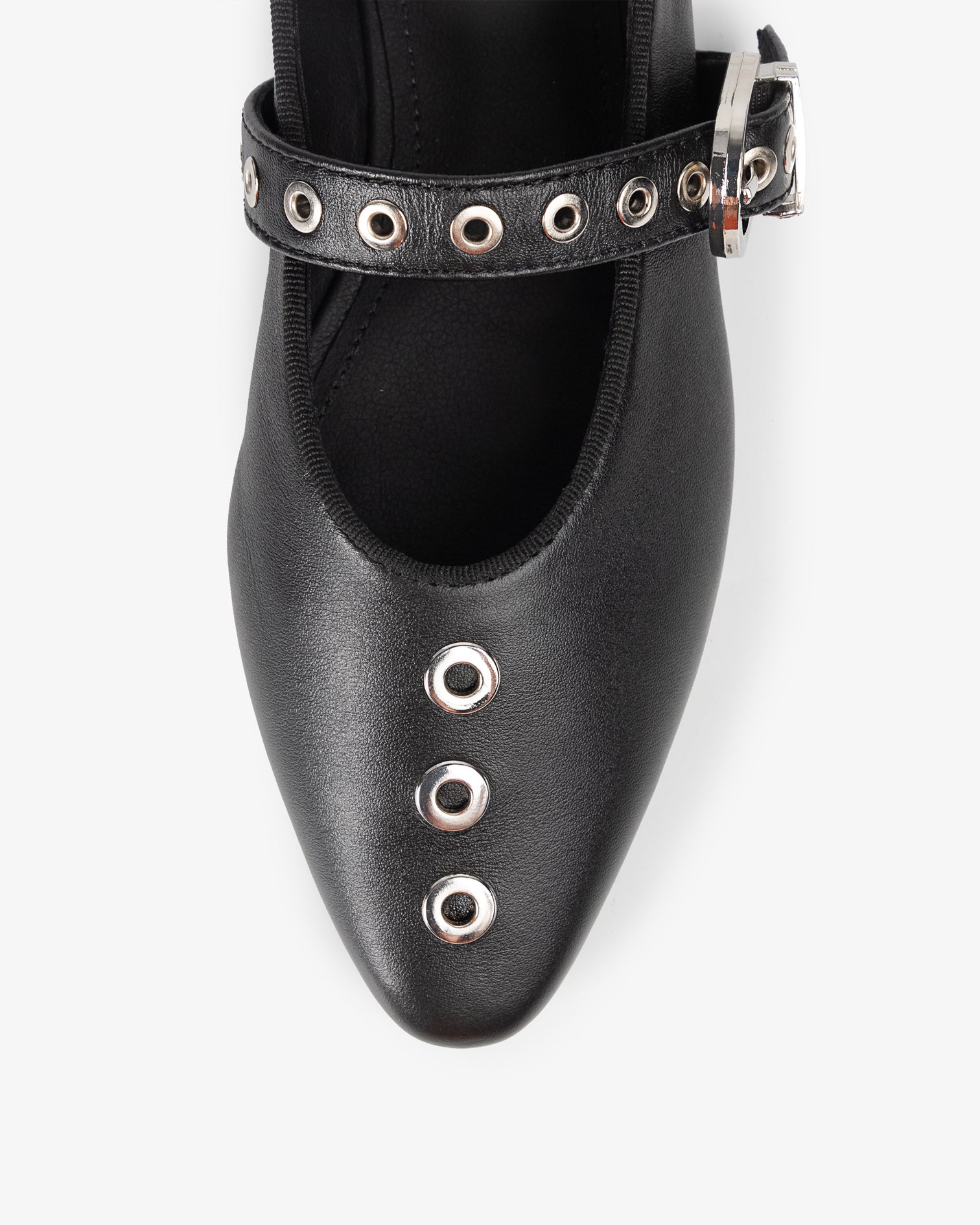 Black Skin Ballerina with Buckle Luzetta