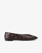 Ballerine en cuir bordeaux avec clous Etoile 