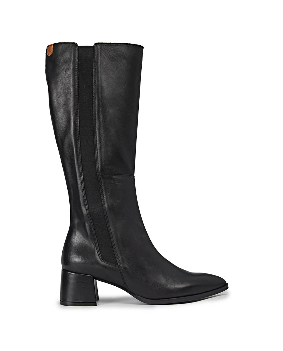 Ayse Black Leather Boot
