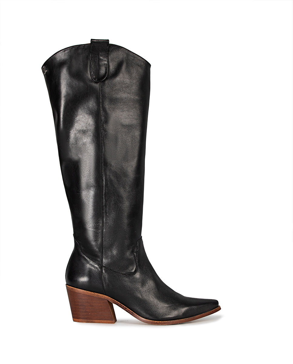 Paulina Black Leather Boot