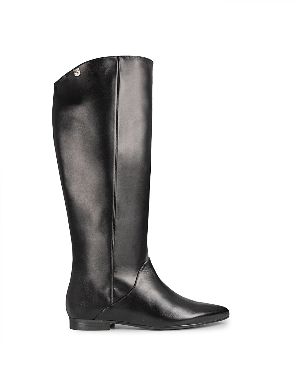 Isabel Flat Boot Black Leather