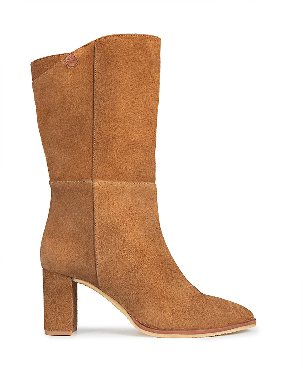 Agatha Brown Leather Heeled Boot