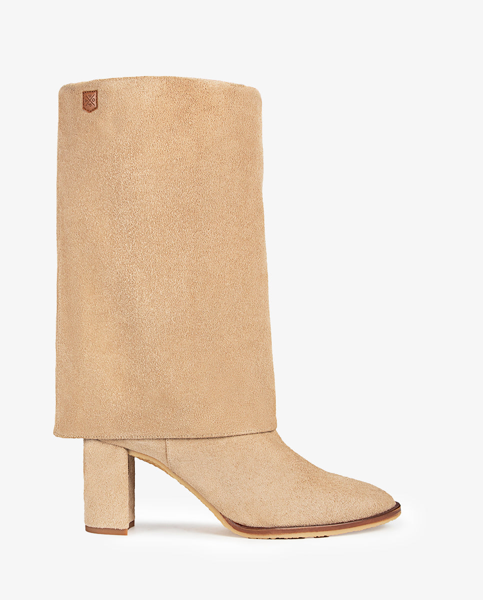 Bota Tacón Demi Piel Beige