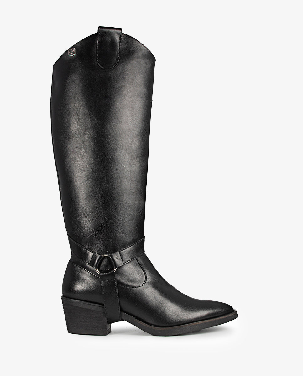 Raney Heel Boot Black Leather