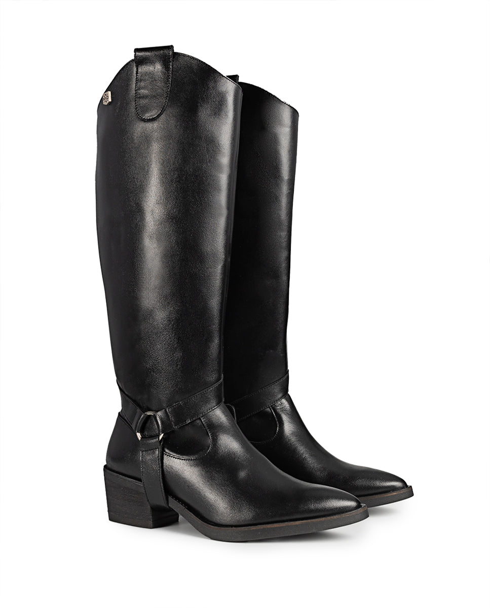 Raney Heel Boot Black Leather