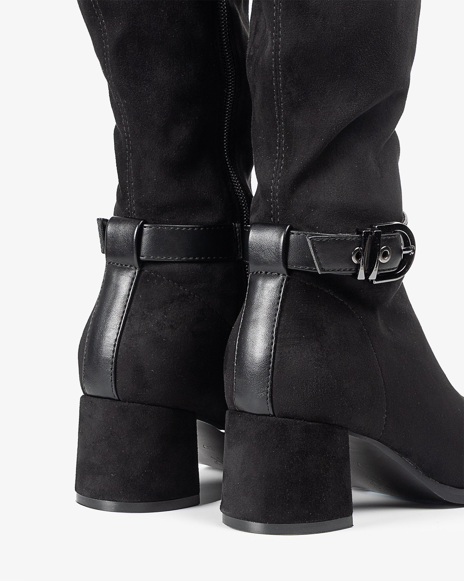 Botte haute en daim noir Flare