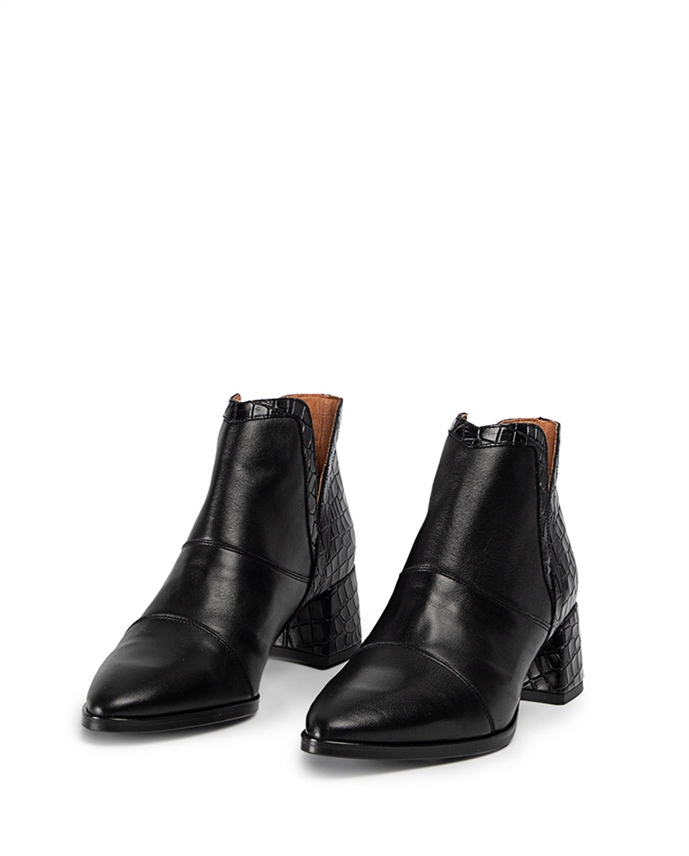 Aura Coco Black Leather Ankle Boot