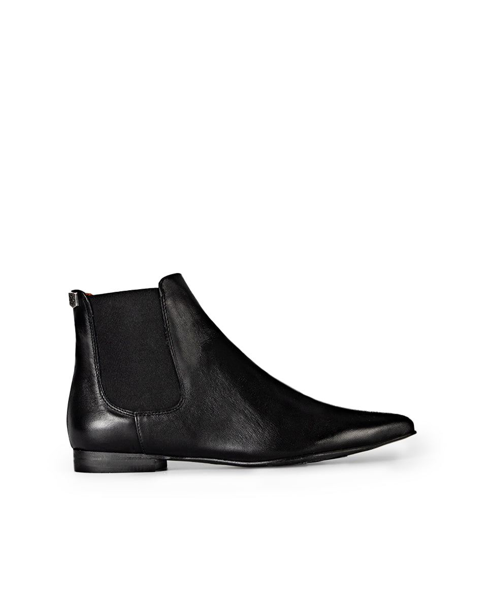Angela Black Leather Ankle Boot
