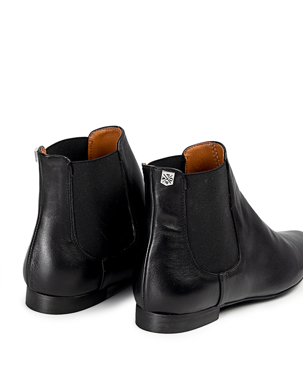 Angela Black Leather Ankle Boot