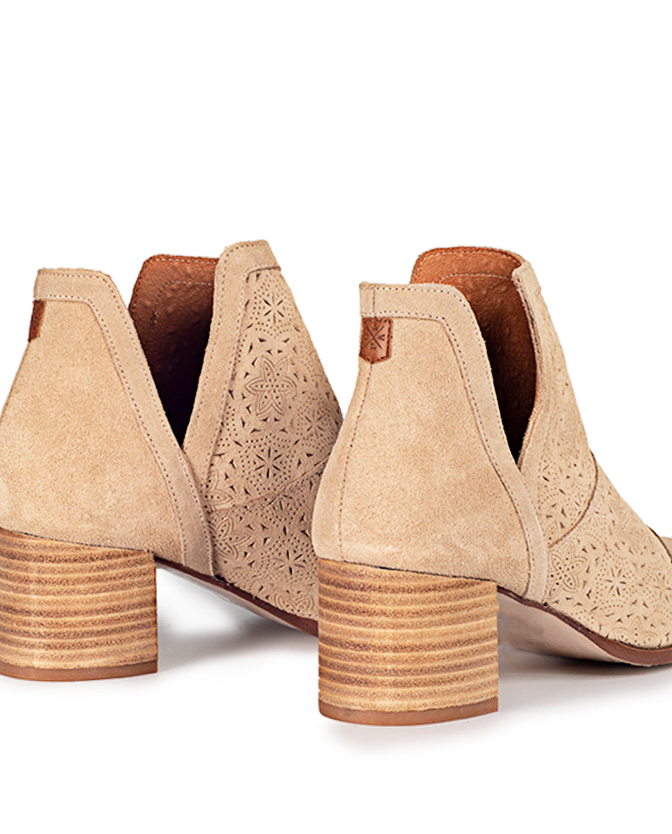 Beige Engraved Azahara Ankle Boot