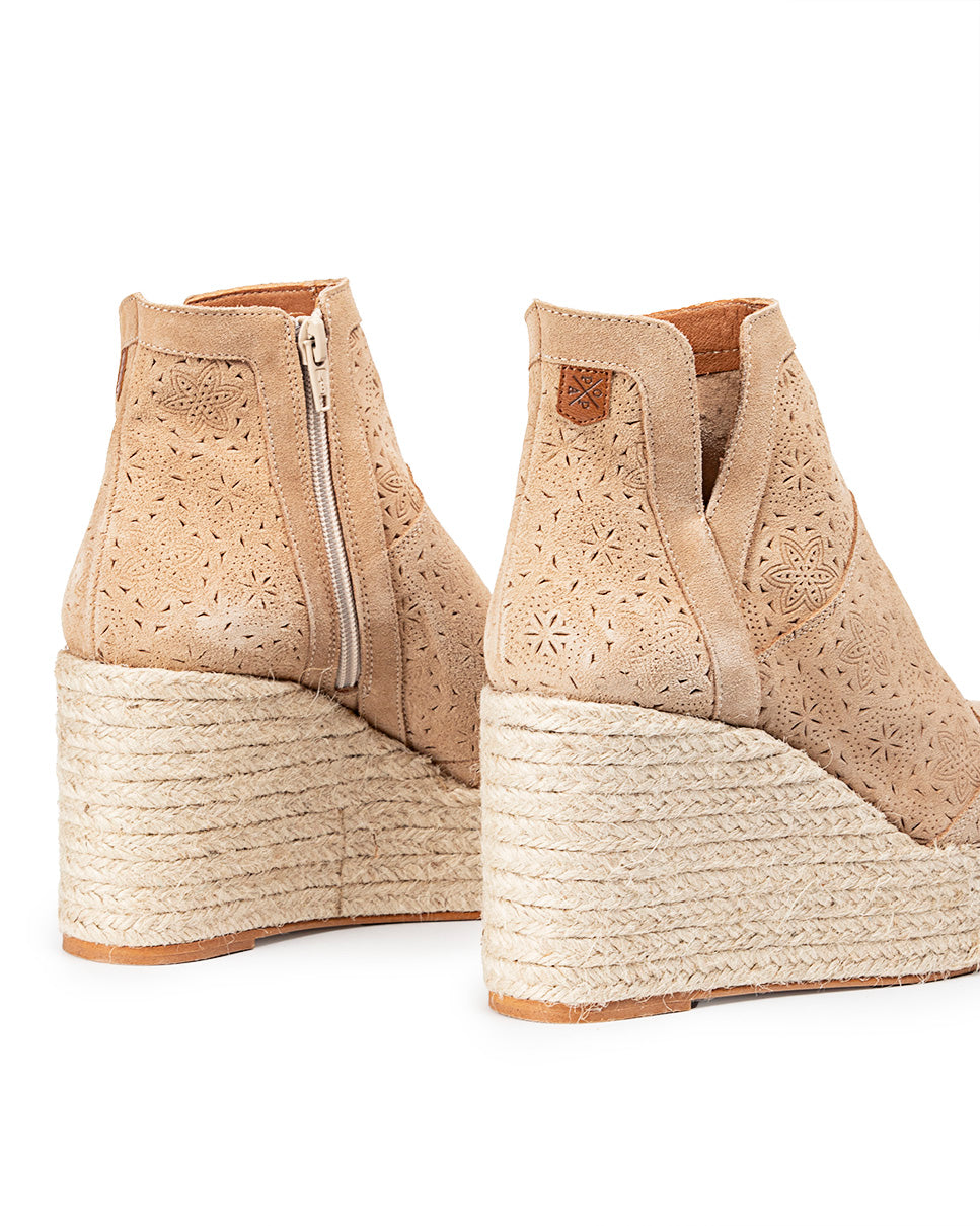 Beige Engraved Ari Ankle Boot
