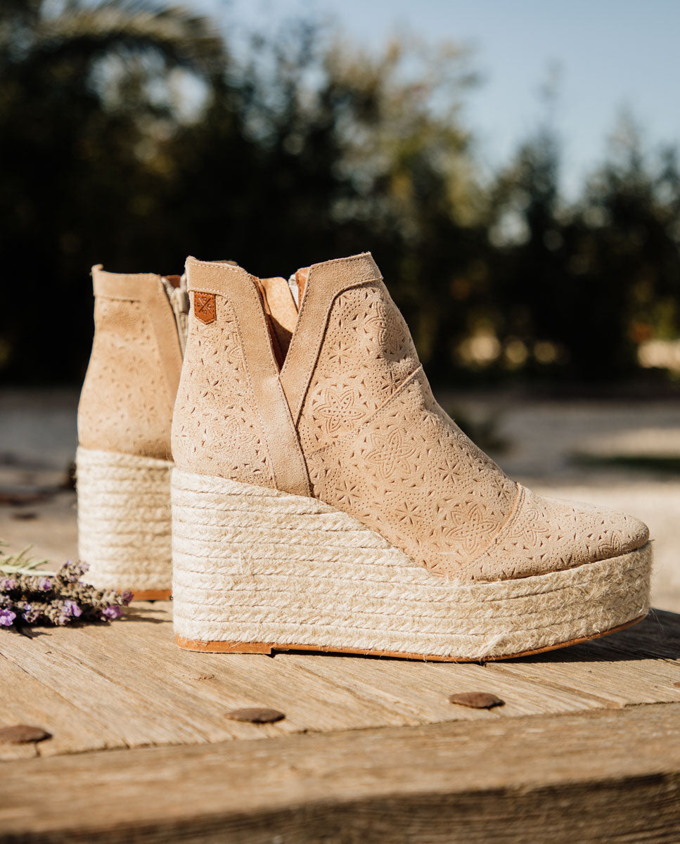 Beige Engraved Ari Ankle Boot