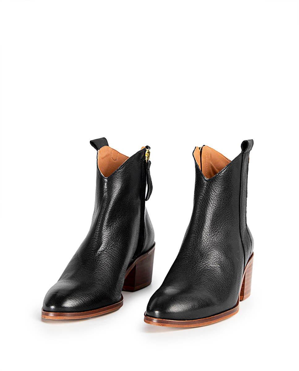 Piper Black Leather Ankle Boot