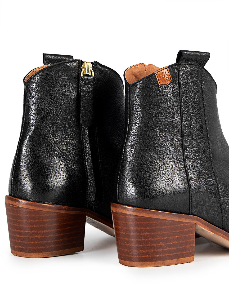 Piper Black Leather Ankle Boot
