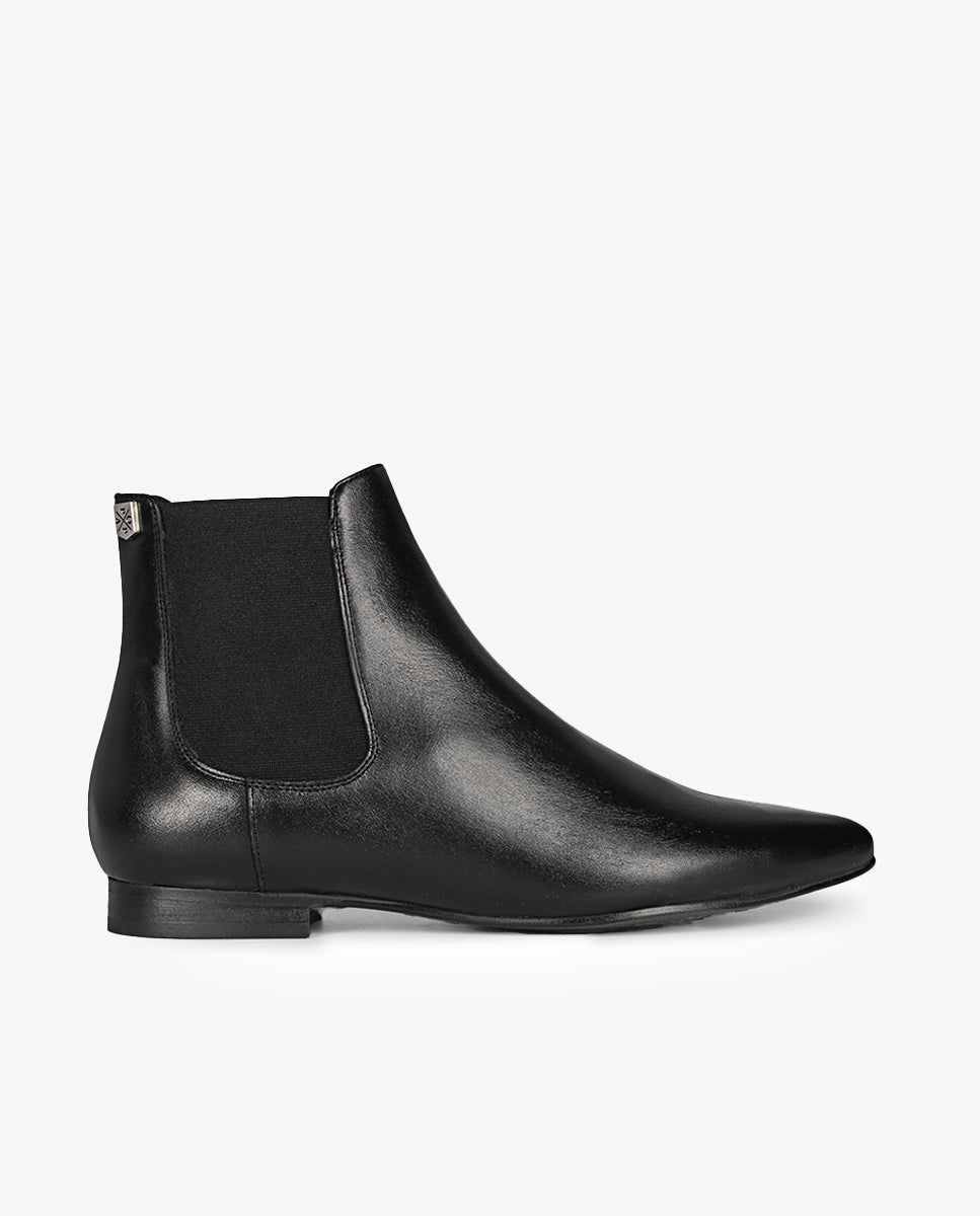 Angela Flat Boot Black Leather