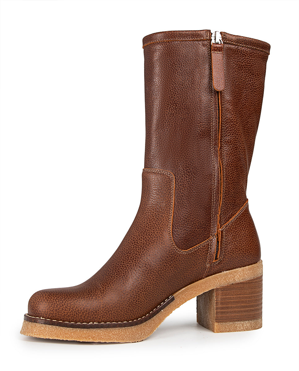 Menger Dark Brown Leather High Heel Boot