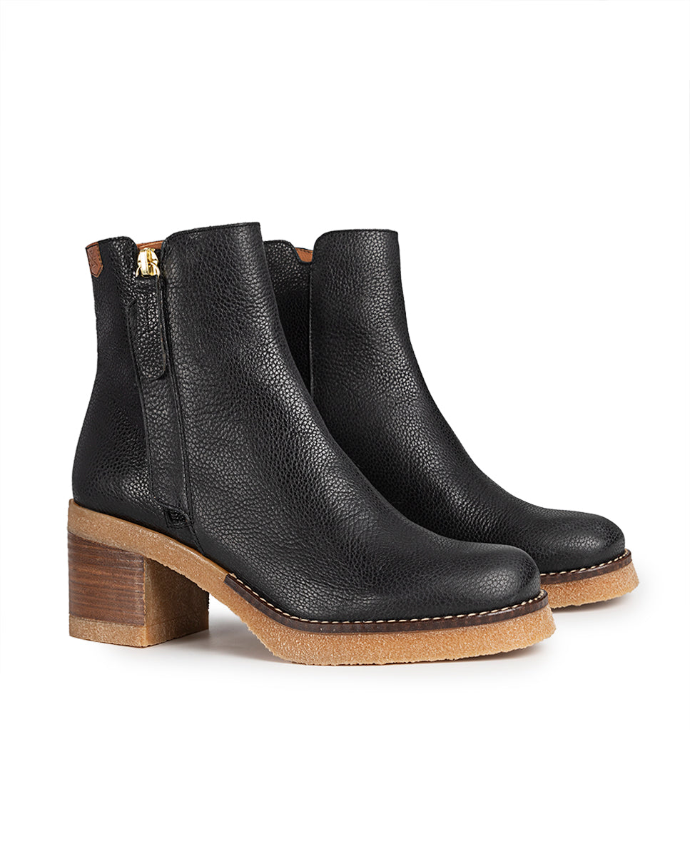 Bota Billy Heel em Couro Preto