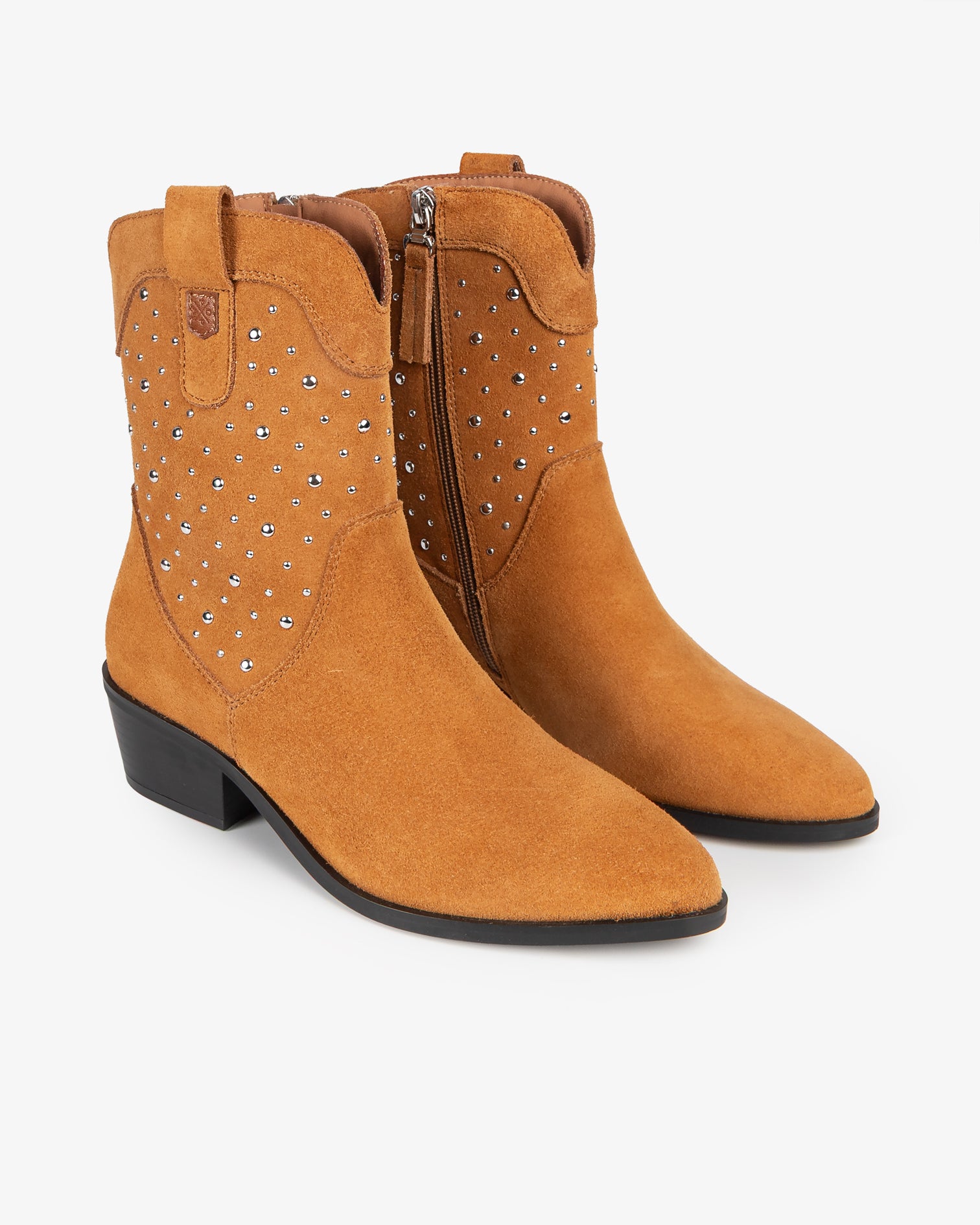 Brown Suede Ankle Boot with Studs Senda
