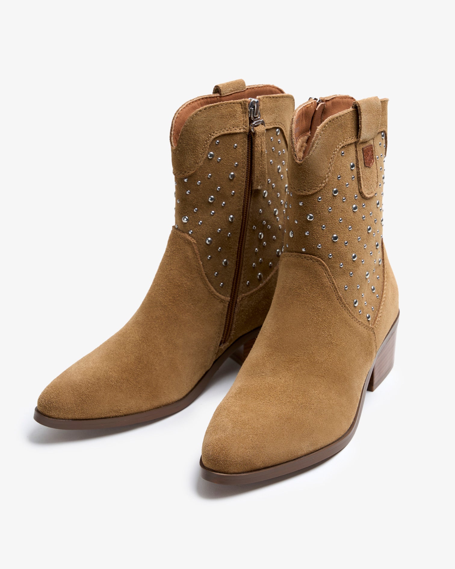 Brown Suede Ankle Boot with Studs Senda